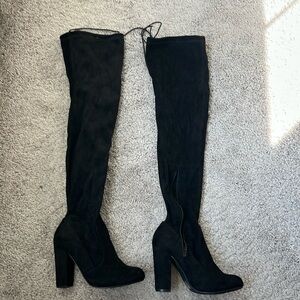 Thigh High Suede Heeled Boots
